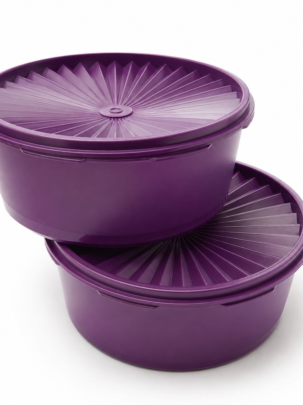 Tupperware Set of 2 Purple Round Cookie Storage Containers Bowls